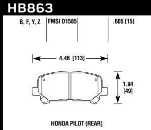 Honda Pilot Brake Pads - Rear - Hawk Performance - Performance Ceramic - `12-`15 Honda Pilot Brake Pads - Rear - Hawk Performance - Performance Ceramic - `12-`15